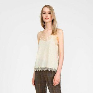 Semicouture Beige Sequin Embellished Cami Blouse Top Lace Evening XS